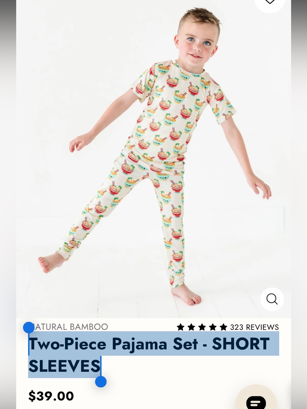 Bums & roses toddler short sleeve 2-Piece Pajama Set sushi Asian 2T 24 months